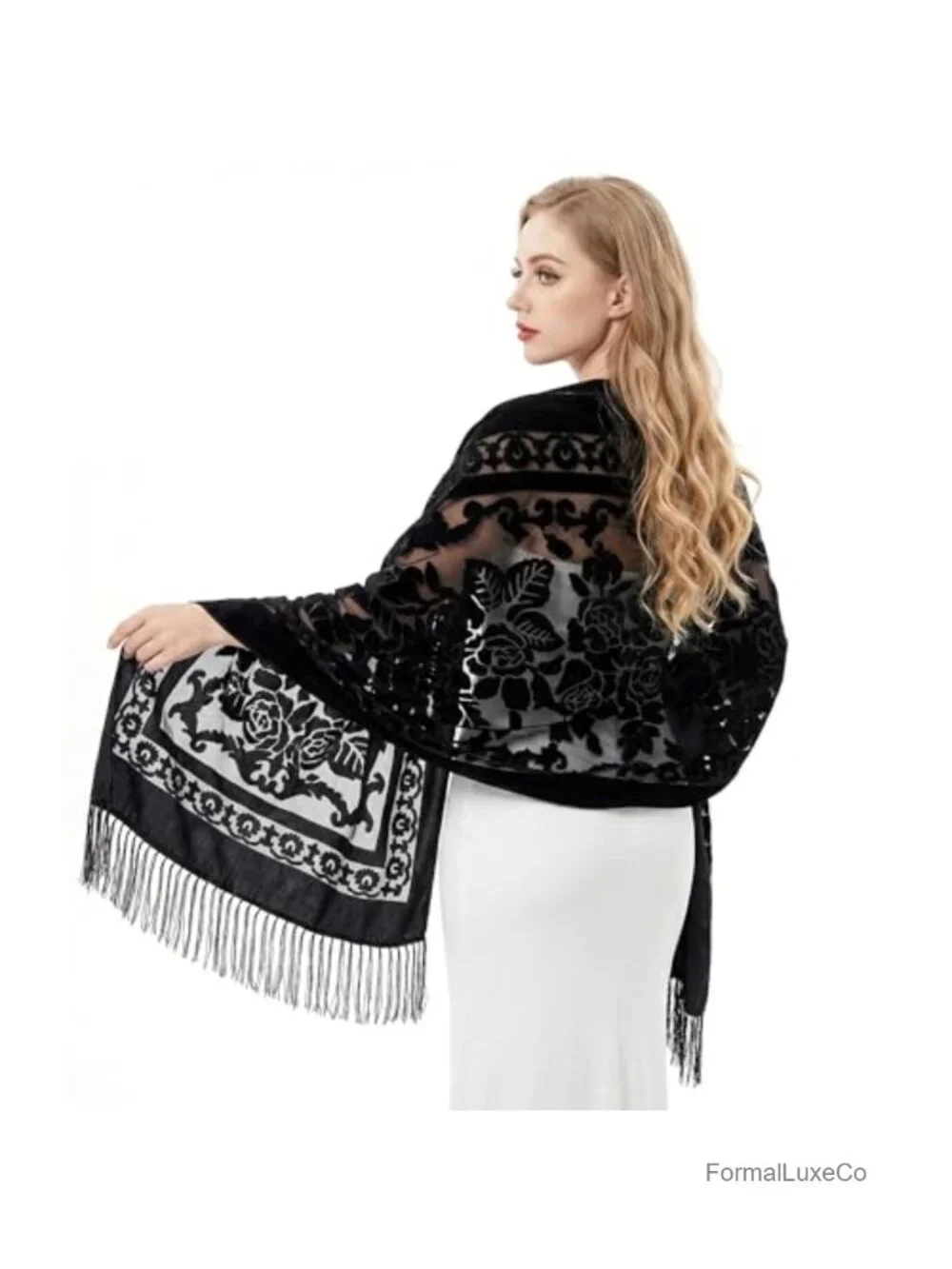 Elegant Velvet Shawl and Wrap for Evening Dresses Wedding Sheer Scarf